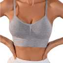 SOLY HUX Women's Lace Trim Adjustable Spaghetti Strap Wireless Cami Bras | Underwear Bralette, Intimate Daily, All Season, Sexy, Lace Underwear Bras (Gray, XL)
