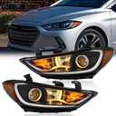 TODO Headlights Assembly Compatible with 2017 2018 Hyundai Elantra,w/o DRL Halogen Headlamps Replacement Driver and Passenger Side, HY2502206, HY2503206 (Not Fit Elantra GT Models)