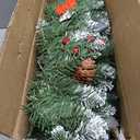 Christmas Garland with Lights, 50 LEDs 9FT Prelit Garland Battery Operated Outdoor Indoor Christmas Decorations Lighted Garland for Stairs Railing Fireplace Mantle Front Door Home Holiday Decor