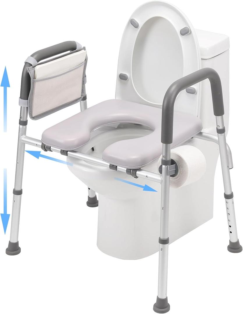 FSA HSA Eligible Raised Toilet Seat with Handles(400lb), Adjustable Toilet Riser Seat with Handle, Reinforced & Anti-Skid Design, Toilet Seat Raiser for Seniors