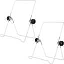 3 Pack Plate Stand Easel Picture Frame Stand Adjustable Foldable Tablet Iron Display Holder for Displaying Photos, Plates, Cookbooks(White)