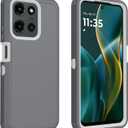 for Motorola Moto G 2025 Case/Moto G 2026 Case/Moto G Play 2026 Case, Defender Case Heavy Duty Shockproof Dustproof 3 in 1 Rugged Protective Phone Cover (White/Grey)