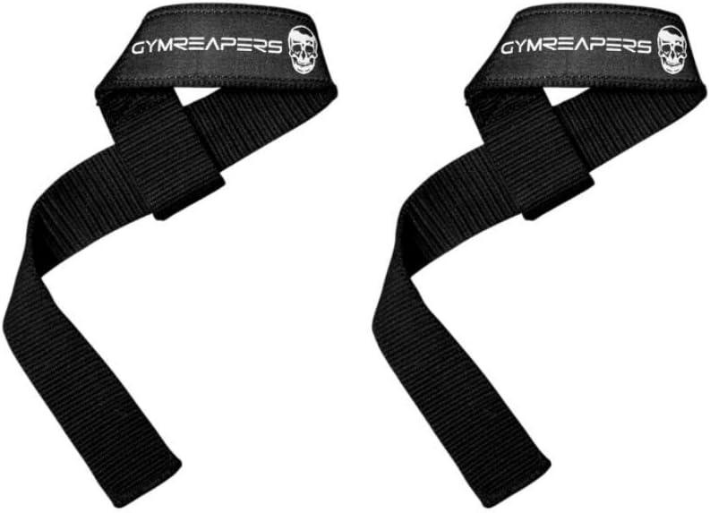 Gymreapers Lifting Wrist Straps for Weightlifting, Bodybuilding, Powerlifting, Strength Training, & Deadlifts - Padded Neoprene with 18 inch Cotton (Black - No Padding)