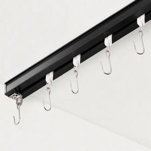 FELIDESIGN Curtain Track, Ceiling Curtain Track for Room Divider, Ceiling Mount Rail Set with Roller Hooks, Black, 6ft - 9ft