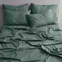 Clara Clark Flex Top King Sheets - Hotel Luxury 6 Piece Bed Sheets for Top Split King Bed - Soft Bedding Sheets & Pillowcases, Head Split King Size, Forest Green