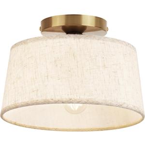 HILUXIA 2P Modern Ceiling Light Fixture, 10 Inch Semi Flush Mount Lamp with Linen Shade, E26 Base, Gold for Kitchen Bedroom Hallway Closet Entryway Room Small Spaces, 1 Pack
