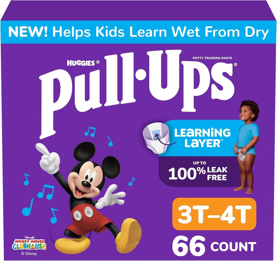 Pull-Ups Boys' Potty Training Pants, Size 3T-4T Training Underwear (32-40 lbs), 66 Count