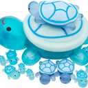 20 Pcs Turtle Family Resin Ornament Sea Turtle Models Statues Tortoise Decor Accessories Miniature Animal Decoration for Fairy Garden Micro Landscape Fish Tank Plant Bonsai Dollhouse (Pink)