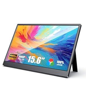 QiMeng 15.6-inch Portable Laptop Monitor, FHD 1920 * 1080 Resolution, Equipped with USB Type-C and HDMI interfaces, Supports HDR, with Smart Cover, Built-in Speakers (Style, 15.6)