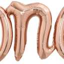 5 x TONIFUL Rose Gold One Balloons Banner, 42*16 Inch Mylar Foil Script,Cursive Letter ONE Sign Banner Balloon Bunting Reusable Ecofriendly Material for Boys Girls Kids First Birthday One Year Old Party