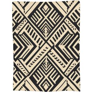 Black and White Geometric Style Print Blanket Flannel Throw Blanket for Sofa Couch Bed Home Decorative Gift Throw Size 60"X50" Blanket A3453