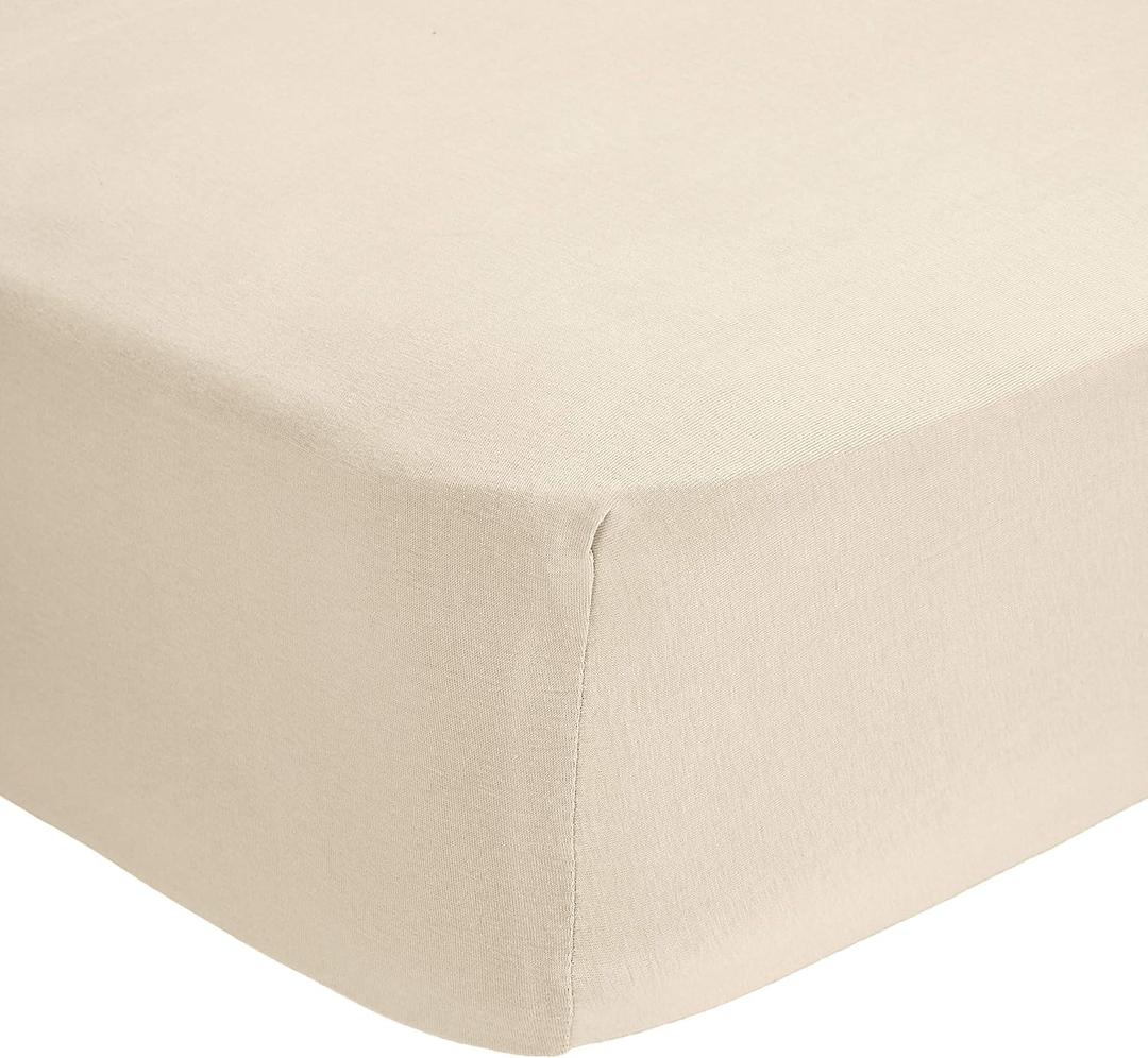 Abstract Fitted Bed Sheet - 100% Cotton Snug Fitted Bed Sheets for Narrow Twin/Rv Bunk/Camping Cot - Breathable Fabric - Deep Pockets Up to 12 Inch (Beige, 44" x 75")
