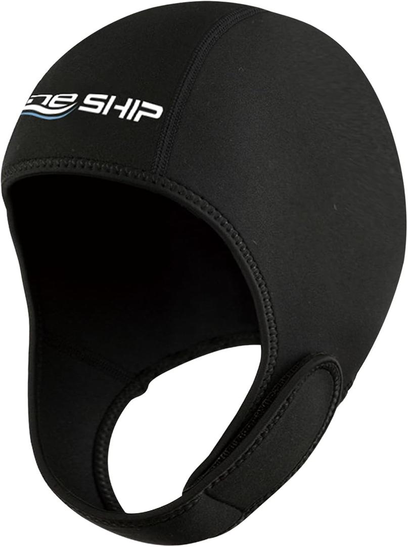 Skyone Neoprene Dive Hood Wetsuit Hood for Men Women, Scuba Diving Hoods 2MM with Adjustable Chin Straps, Neoprene Swim Cap Surfing Head Cover Stretchable for Boating Kayaking Water Sports