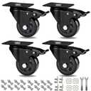 RRIUTO 75MM Heavy Duty Caster Wheels, Furniture Caster Bearing 500KG Swivel Castors Wheels for Furniture Rubber Swivel Trolley Castor with Brake (include 16pcs screws)