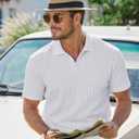 JMIERR Mens Casual Polo Shirt Summer Short Sleeve Vacation Button Beach Knit Stretchy Golf Shirts (XL)