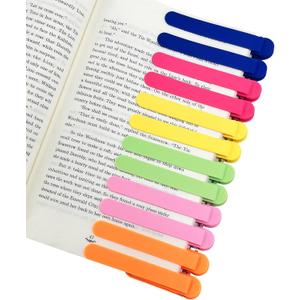12Pcs Automatic Bookmark, Silicone Smart Book Marks for Reading Women, Men, Kids,Cute Unique Book Markers Bookmark Clip Reading Accessories Gifts for Book Lovers (2blue+2red+2yellow+2green+2pink+2orange)
