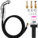 Hygie Rinse Universal Fit Kitchen Faucet Sprayer Attachment/ Hose/ Holder Set Compatible with Moen/ Delta Faucet Sprayer Replacement, Kitchen Sink Side Sprayer Head, Chrome