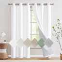 jinchan 100% Blackout Curtains for Bedroom Living Room Linen Blackout Curtains 90 Inch Long Room Darkening Curtains Linen Textured Drapes 2 Panels Window Curtains Grommet Top White