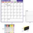 Monthly Magnetic Calendar for Refrigerator - 17"x17" Dry Erase Board, Large Writing Space, 8 Markers & Eraser - Family Schedule Planner, Stain-Resistant with Strong Magnets (Sunday Start) (Purple)