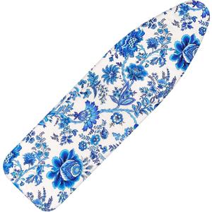 Ironing Board Cover and Pad 15x54 Inch Standard Ironing Board Cover with Elastic Edge and Hook and Loop Fasteners Scorch and Stain Resistant Cotton Ironing Covers with Thick Padding (Celadon-blue)