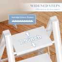 2 Step Ladder, Folding Step Stool with Wider Pedal, Anti-Slip Feet & Non Slip Stripes, Aluminum Sturdy Material, 300Lbs Capacity, Elegant Look of Modern White Better Matches Your Home