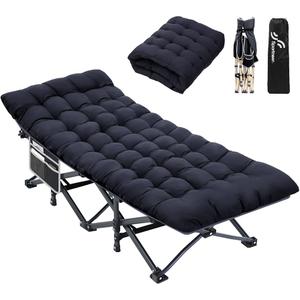 Sportneer Camping Cot: 1200D Double Layer Oxford Camping Cots for Adults - Heavy-Duty Foldable Cots for Camping Travel Tent Day Outdoor & Home Guest, Camping Cots with Mattress Carry Bag & 2 Pockets (Black)
