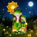 Outdoor Frog Garden Decor: 9'' Yard Decoration with Sunflower Light Funny Solar Frog Gifts for Women Mother's Day Housewarming Gift