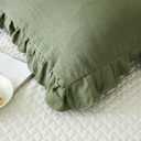 Shabby Chic Olive Green Body Pillow Cover - 20x54in Long Pillowcase with Ruffled Fringe Decor