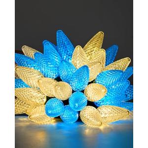DEWENWILS C9 LED Christmas Lights Outdoor, 33.3ft 50LED Christmas String Lights, Outdoor Decorations for Xmas Tree, Patio, Garden, Yard, Green Wire, Blue & White, UL Listed