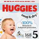 Huggies Size 5 Diapers, Snug & Dry Baby Diapers, Size 5 (27+ lbs), 168 Count (6 Packs of 28)