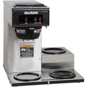 BUNN VP17-3, 12-Cup Low Profile Pourover Commercial Coffee Maker, 3 Lower Warmers, 13300.0003,Silver