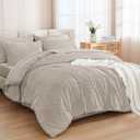 Andency Oversized King Size Comforter Set 7 Pieces Linen - Bed in a Bag Oversized King Boho Lightweight Fluffy Tufted Bedding Sets with Comforter, Sheets, Pillowcases & Shams