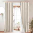 NICETOWN 100% Blackout Linen Curtains for Bedroom with Thermal Insulated White Liner, W52 x L95, 2 PCs, Beige, Long Drapes Sweep The Floor Decorative Keep Privacy Panels for Living Room/Villa