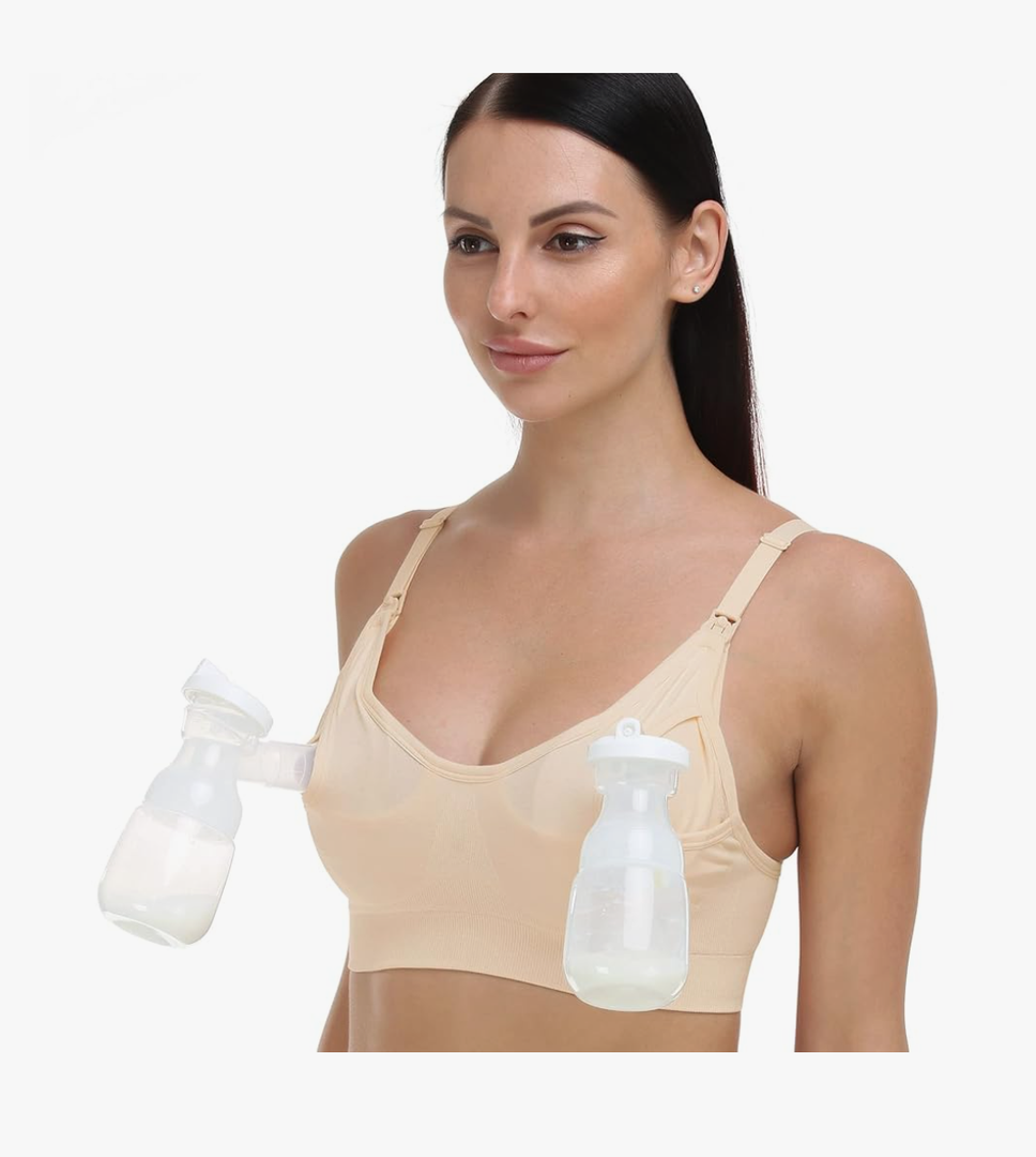 GXXGE Nursing Bra Support Pumping Bra Hands Free All in One Maternity Bra Comfortable Breast No Pad Pumps Bra XL