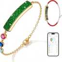 Light Luxury Smart Bracelet for Women, Crystal Birthstone Fitness Tracker with 2 Bands, All-Day Heart Rate/Sleep/Stress/HRV/Step Monitor, Elegant Wristband for Birthday