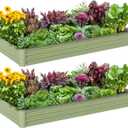 2PCS 8x4x1FT Galvanized Raised Garden Bed, Galvanized Planter Raised Garden Boxes Outdoor, Large Metal Raised Garden Beds for Vegetables-Green
