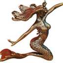 Vintage Brass Mermaid Figurine Mini Ocean Statue Coastal Decor(3.6×1.3×2.5in)