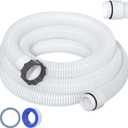 1.5" 15ft EVA Pool Professional Hose with External Male Threads for Above Ground Pools Pump Replacement Hose Pool Supply for Cleaner Kit Heavy Duty Hoses Filter Connection Hoses(White)