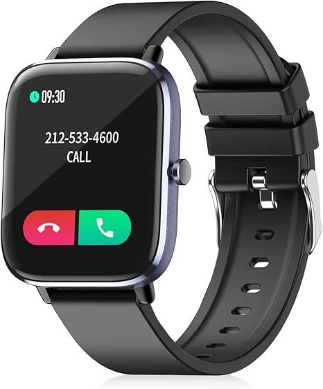 Smart Watch with Bluetooth Call for Women, IP67 Waterproof Fitness Tracker with 1.7" HD Display Blood Pressure Heart Rate SpO2 Sleep Monitor for Android and iOS Phones, Black