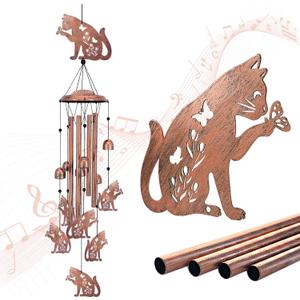 Cat Wind Chimes for Outside,Cat Gifts for Women/Men/Sympathy Gift/Memorial/Festival Birthday Gifts Metal windchimes Outdoors/Indoors,Patio,Garden Decor,Yard Decor,Porch