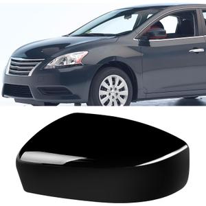 Moonlinks Compatible with Nissan Sentra 2013 2014 2015 2016 2017 2018 2019 Left Side Mirror Cover Replacement, Glossy Black Left Driver Side Door Rearview Mirror Cap Trim