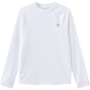 HODOSPORTS Boys UPF 50+ Rash Guard Swim Shirts Short Sleeve Quick Dry UV Protection Sun Shirt (8-10 Years, White)