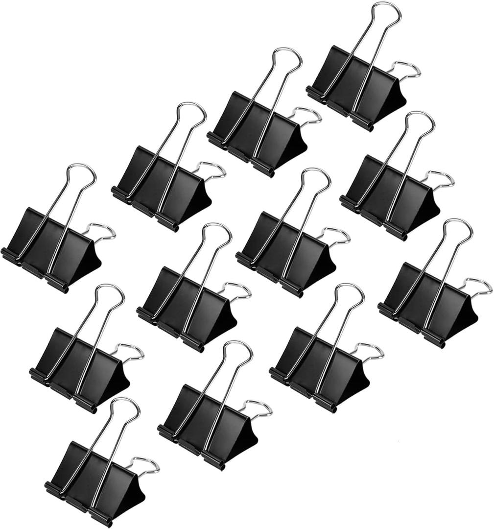 Amazon Basics Sturdy Binder Clips, Office Supplies, Small 0.75 in, Document Organizing, School Supplies, Black, 144 Count
