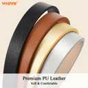 WHIPPY Set of 4 Women Skinny Belts Thin Leather Waist Belt with Alloy Pin Buckle for Pants Jeans Dresses, Black/Brown/Gold/Silver,Fits Waist 23"-26"