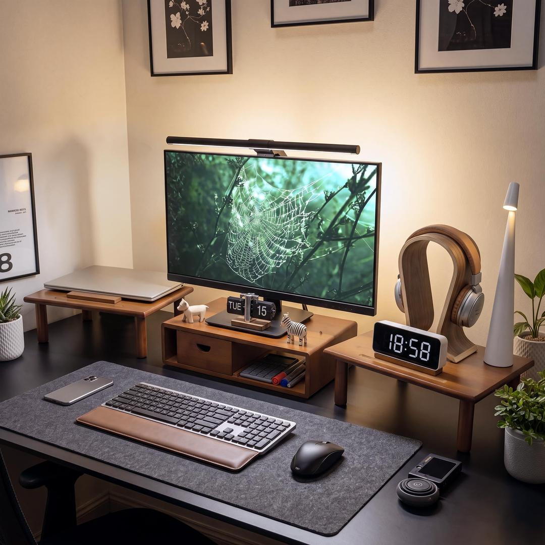 ROCDEER Dual Monitor Stand Riser with Drawer for Desk Laptop