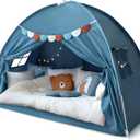 Razee Twin Bed Tent for Kids, Twin Size Toddler Canopy Indoor Playhouse Canopy Privacy Tent on Bunk Bed Sleep Inside Drafty Room Kid Toys for Boy Girl Birthday Gift, Blue Jean Color