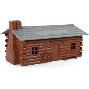 O Scale Log Cabin Painted Model Barn Stable Kit Unassembled for Model Trains Layout JZO02P (Red)