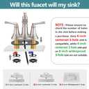 Bathroom Faucet with Pull Out Sprayer, 4 Inch Centerset 3 Hole Pull Out Bathroom Sink Faucet, with Pop Up Drain and Supply Hoses, Brushed Nickel