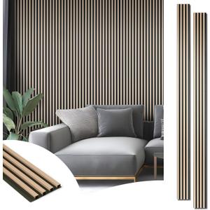 Art3d 8-Pack WPC Wood Slat Wall Panel for Interior Dcor, 3D Wood Fluted Acoustic Paneling for Living Room Bedroom Home & Office Accent Wall Decor - 96 x 6 Inch Oak