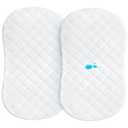 Bassinet Mattress Pad Cover 30" x 18" Fit for Halo BassiNest Swivel/Flex/Glide/Premiere & Luxe Series Sleeper, Waterproof Bassinet Mattress Protector Quilted Bassinet Sheets 2 Pack (White)